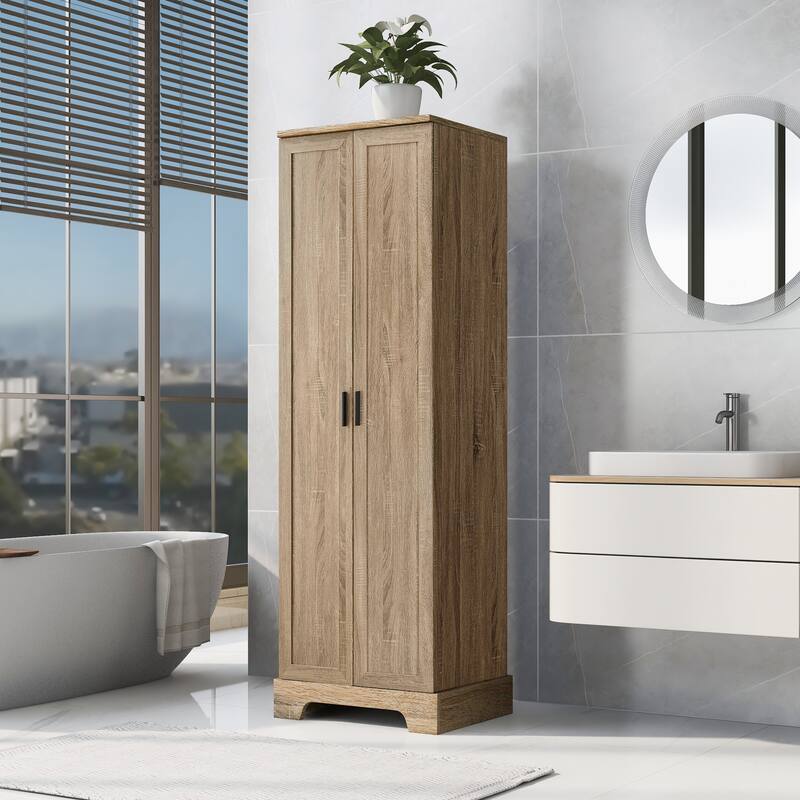 Storage Cabinet with Two Doors & Adjustable Shelf - Brown