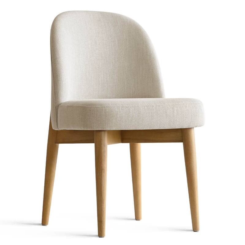 Modern Linen-Blend Parsons Dining Chairs with Solid Wood Legs