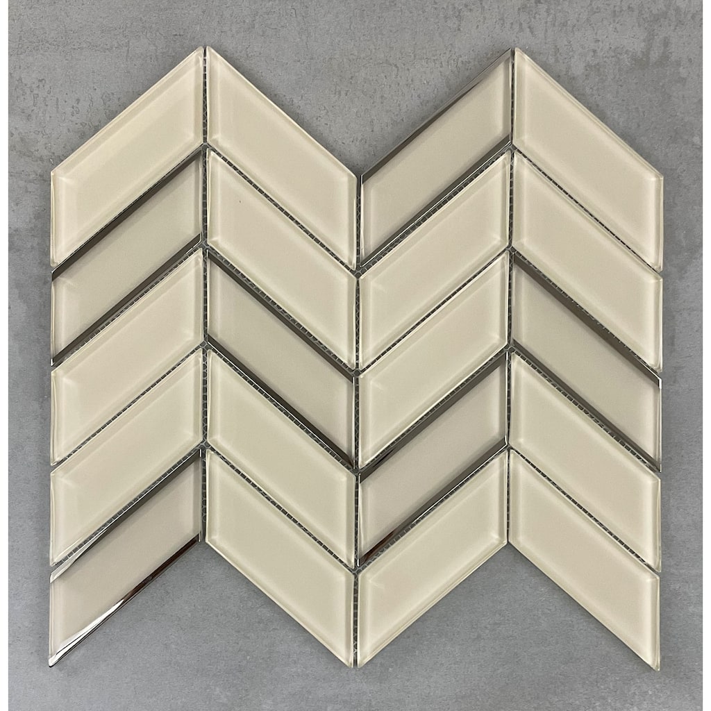 1.5" x 4.25" Glass Chevron Mosaic Wall Tile - Case (10 Sheets)