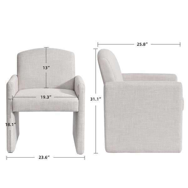 Modern 2Pcs Couture 23.5" W Upholstered Square Armchairs