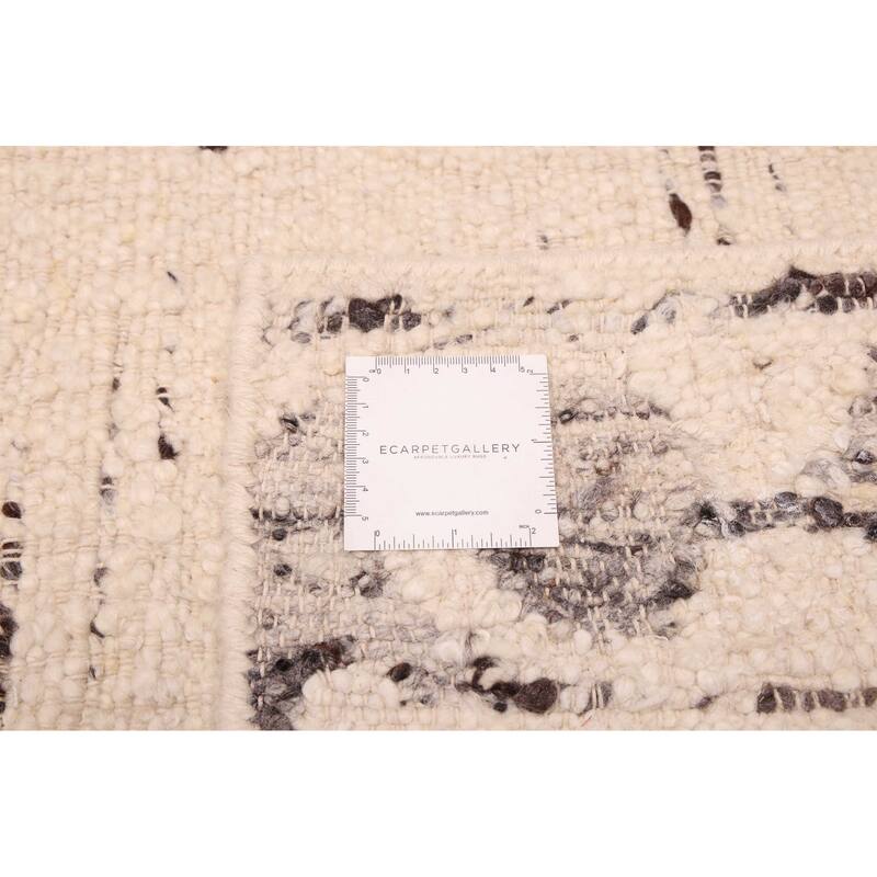 ECARPETGALLERY Hand Woven Looma Cream Wool Rug - 8'3 x 10'3