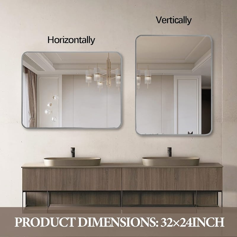 24x32 Inch Metal Framed Rectangular Bathrrom Mirror