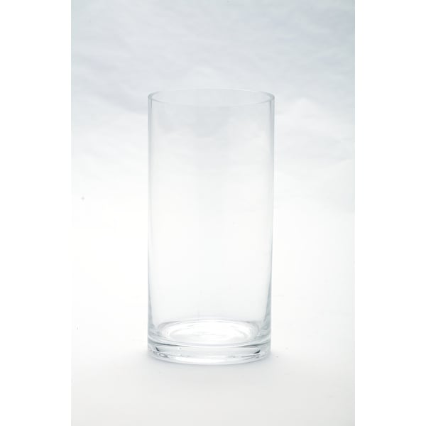 8" Clear Hand Blown Cylinder Glass Candle Holder - N/A