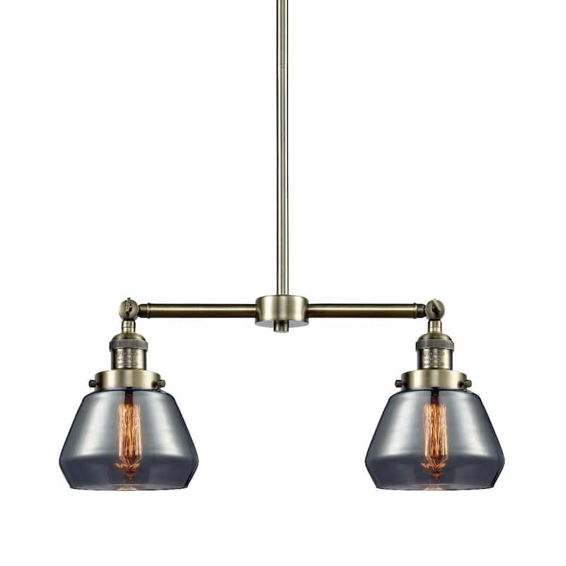 Innovations Lighting Fulton 2 Light 21" Wide Linear Chandelier - Antique Brass / Plated Smoked