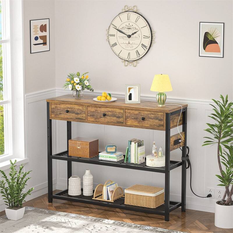 47'' Entryway Table with Outlets and USB Ports - 11.8"D x 47.2"W x 31.8"H