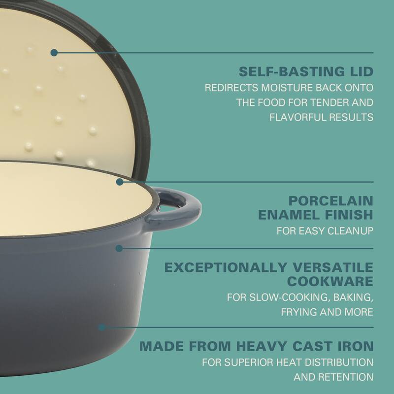Gibson Home Enameled Cast Iron Dutch Oven Pot with Lid