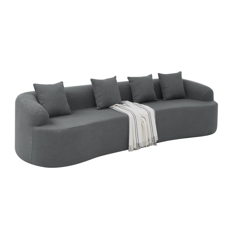 Curved Modular Sectional Sofa In Lamb'S Wool Fabric, Modern Minimalist Style,Compressed (No Assembly Required)