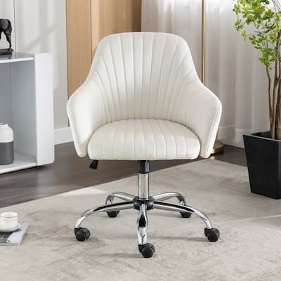 Velvet Adjustable Accent Chair for Modern Home Office with Casters - Ergonomic Design for Comfort
