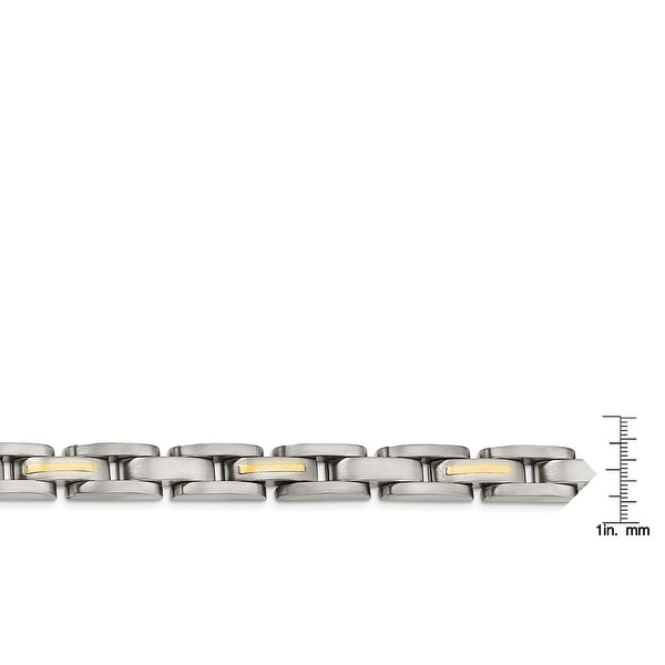 Chisel Titanium with 14K Yellow Gold Inlay Accent Brushed Bracelet