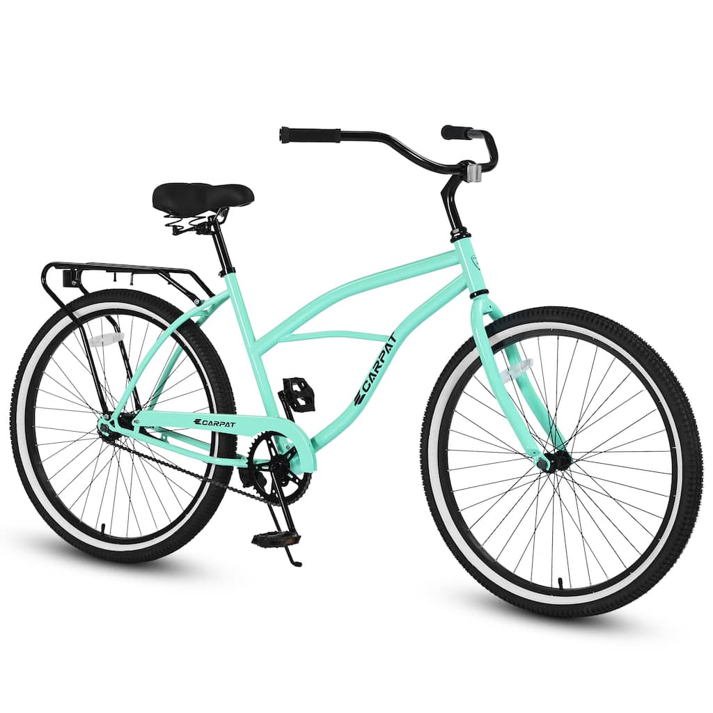 Unisex Beach Cruiser Bike - Steel Frame, Single Speed, Upright Comfortable Ride, Multiple Colors - 26