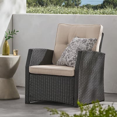 Sanger Wicker Outdoor Club Chair with Cushions by Christopher Knight Home