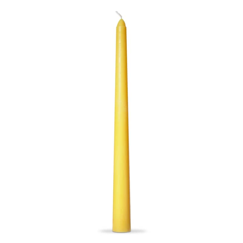 Color Studio 12" Traditional Taper Unscented Smokeless Paraffin Wax Candle Ochre Yellow, Set of 4, Burn Time 8 hrs.