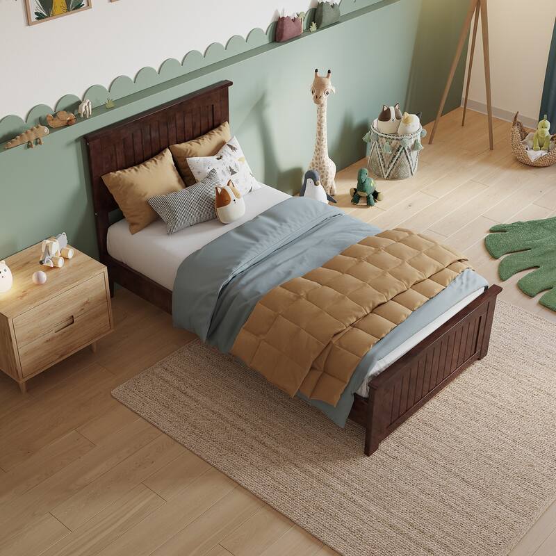Naples Solid Wood Low Profile Platform Bed with Matching Footboard