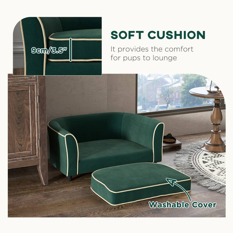 PawHut Dog Couch Fancy Pet Bed Modern Dog Sofa for Small and Medium Dogs Cats, Washable and Removable Cover