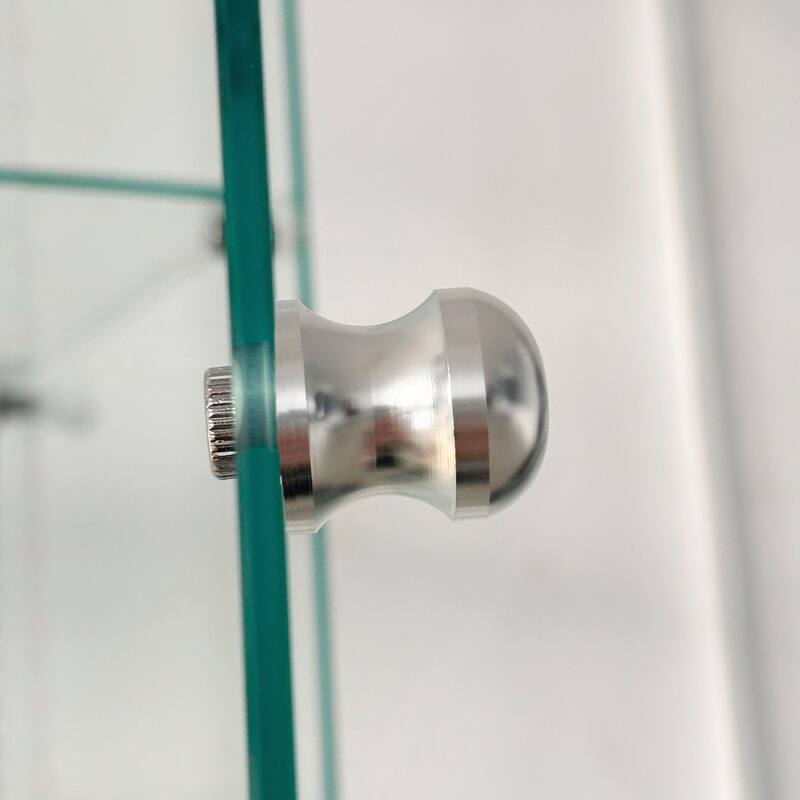 Tempered Glass Display Cabinet with Bluetooth LED Light Strip and Adjustable Floor Feet