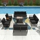 preview thumbnail 38 of 144, Aluminum Patio Outdoor Sectional Sofa Set with Fire Pit, Swivel Rocking Chairs and Ottomans