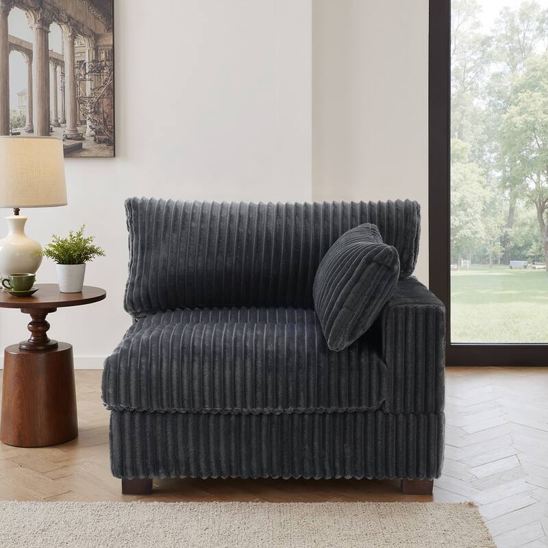 Plush Faux Fur Accent Sofa Chair - Armchair right facing - Grey