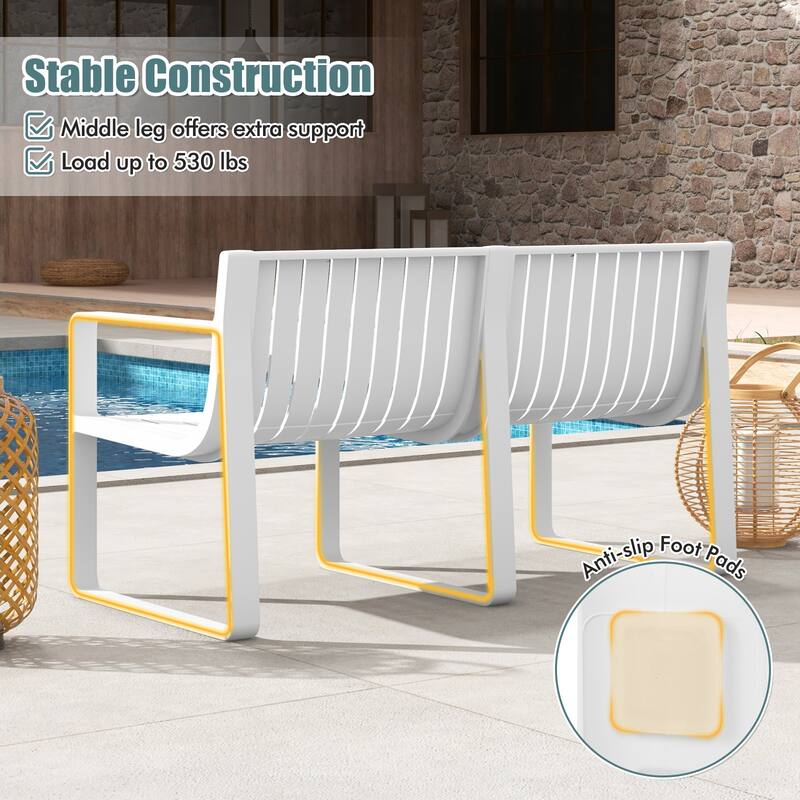 Gymax Patio Loveseat 2-Person Bench w/ Curved Backrest Slatted Design