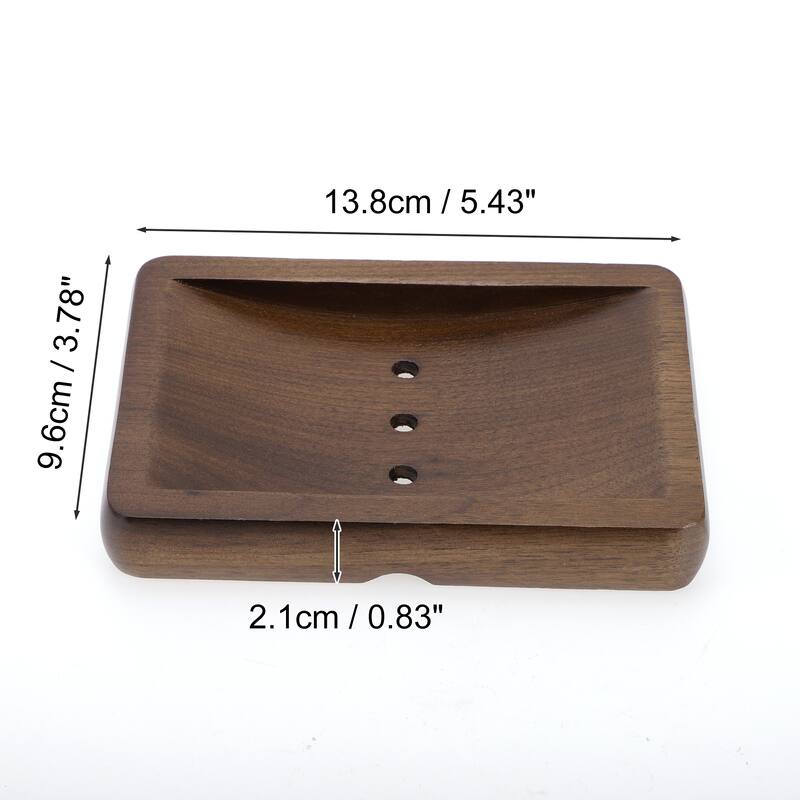 Portable Square Soap Dish for Bathroom Kitchen 5.43"x3.78"x0.83" Deep Brown 1 Pc - Deep Brown