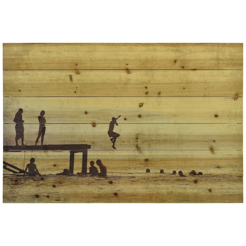 "Summer Lake" Wall Art Printed on Solid Fir Wood Planks