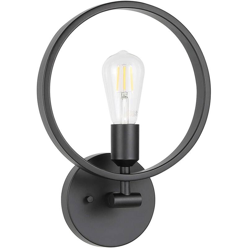 Industrial round wall light simplicity black