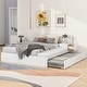 preview thumbnail 1 of 10, Full Size Hydraulic Platform Bed with Trundle, Storage, Side Table, and Lounge, White White