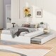 preview thumbnail 16 of 28, Grey Full Size Wood Platform Bed with Storage, Trundle, Side Table, and Lounge White