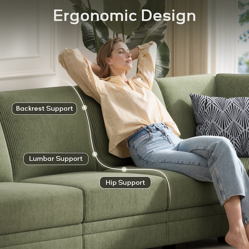 13 PC Modular Corduroy Sectional With Ottoman