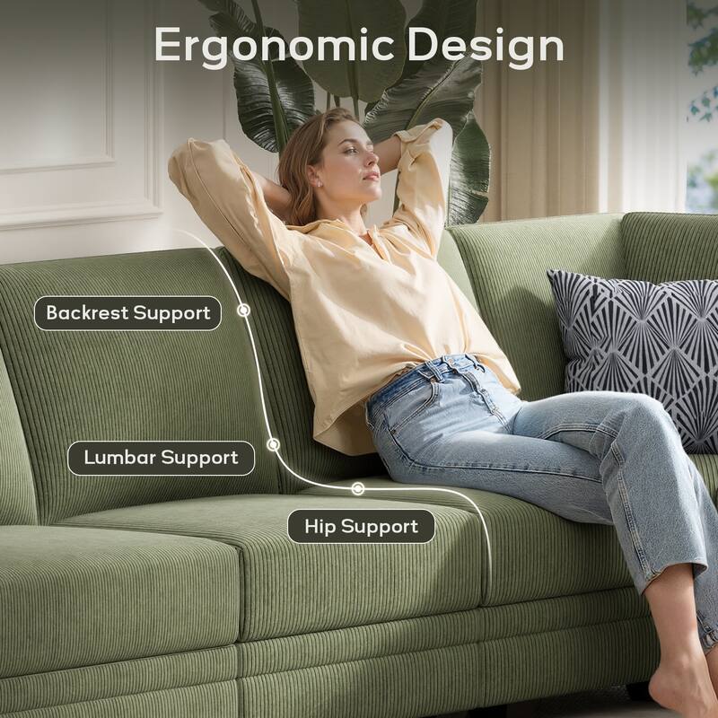 6 Piece Modular Corduroy Sectional With Ottoman