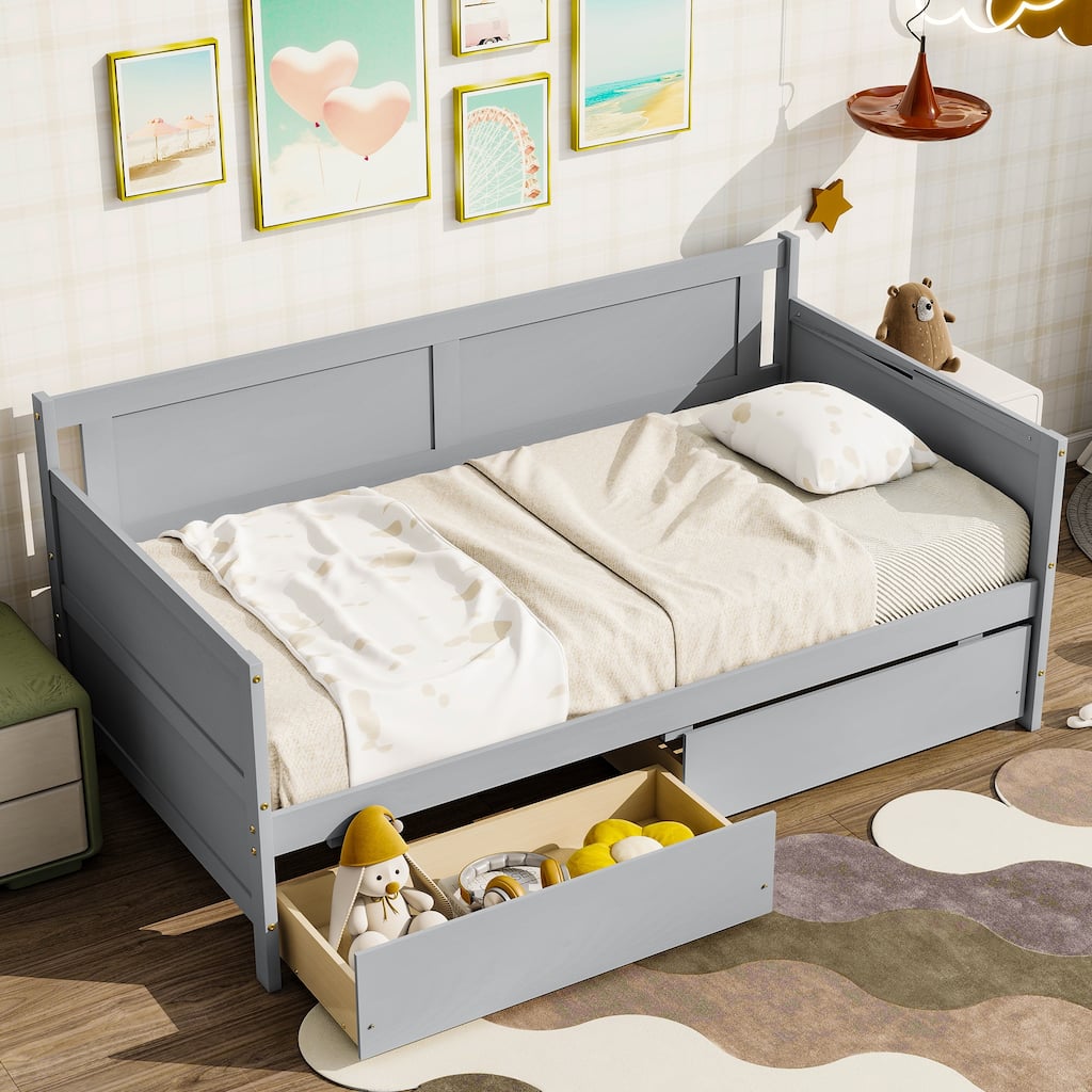Wood Daybed with two Storage Drawers