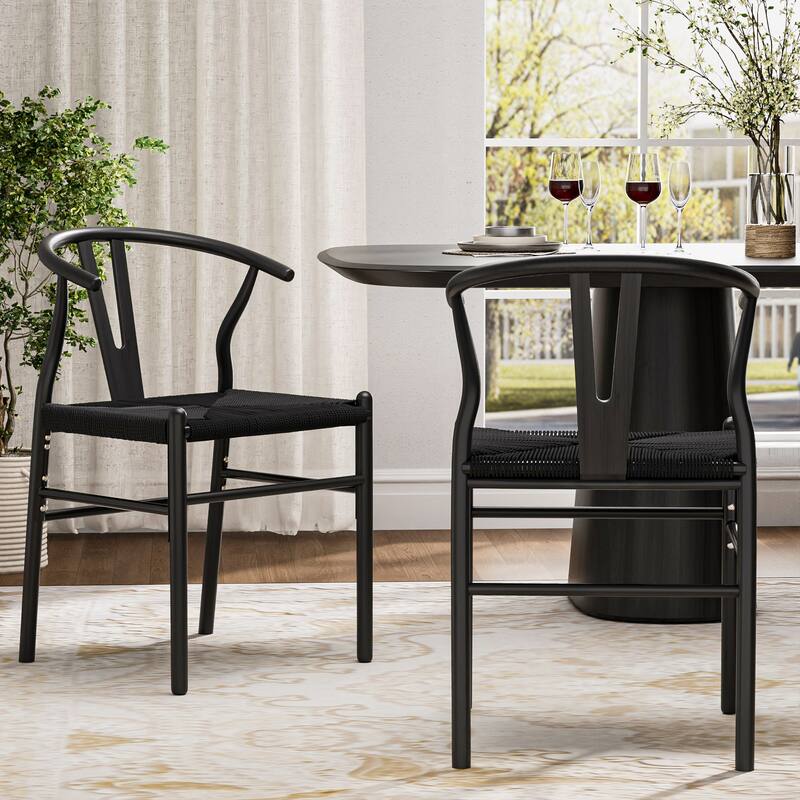 Set of 2 Handwoven Boho Dining Chairs