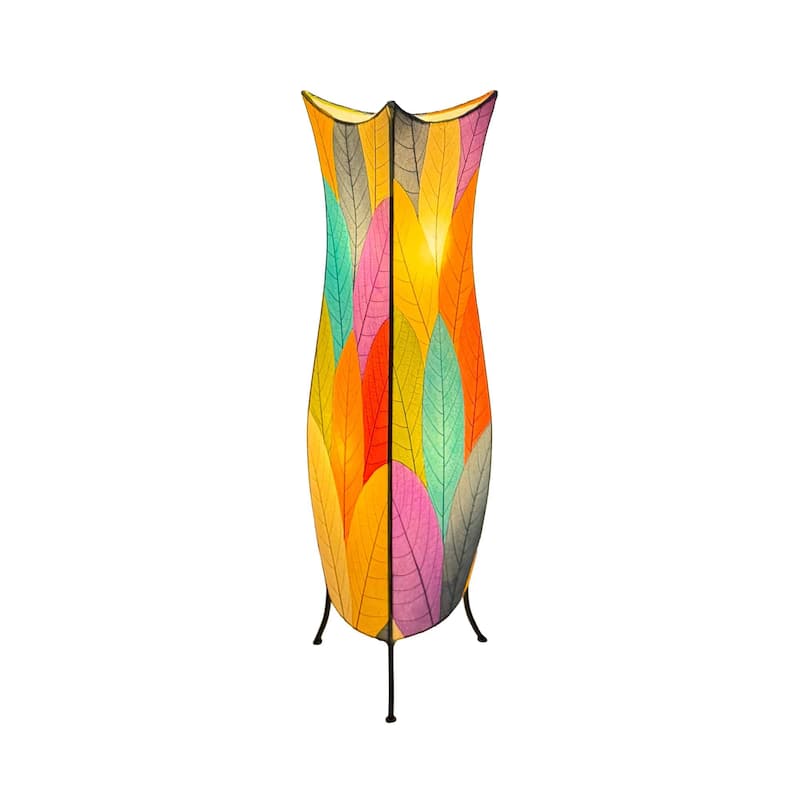 Eangee Handmade Flowerbud Large Floor Lamp, Cocoa Leaves Shade - 13 x 13 x 36