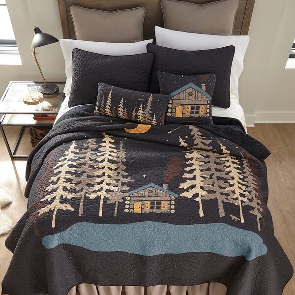 slide 2 of 4, Donna Sharp Moonlit Cabin Quilt Set