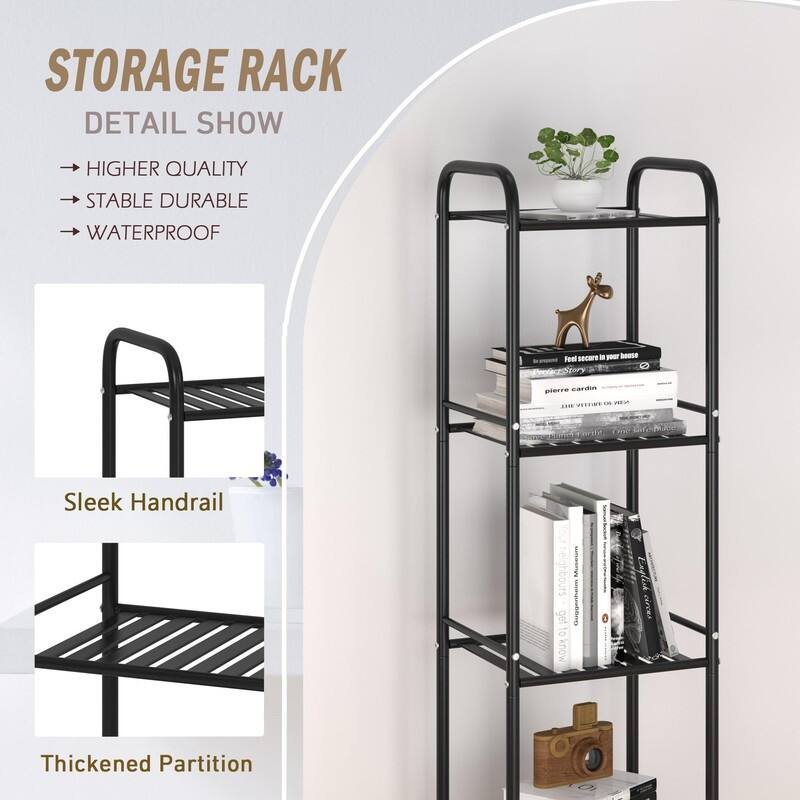 5 Tier Narrow Bathroom Shelving Unit - 13"D x 11"W x 54.7"H