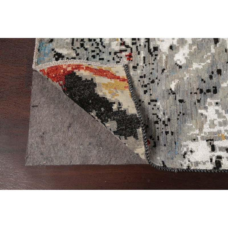 Vegetable Dye Wool/ Silk Oriental Abstract Area Rug Hand-knotted - 12'0" x 15'5"