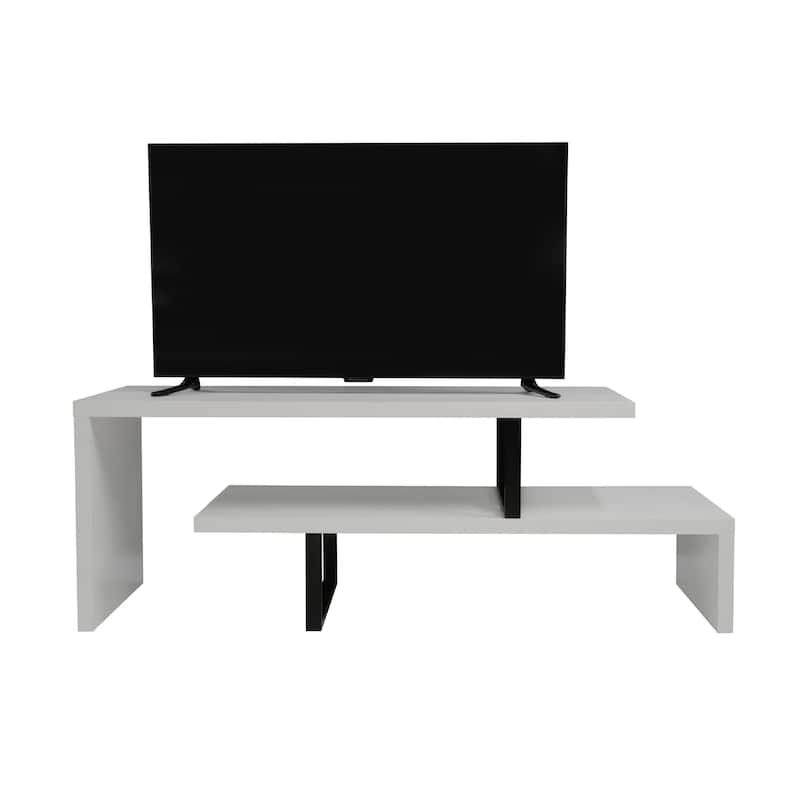 Orford Minimalist Modern MDF Wooden Shelves TV Console Entertainment Stand with Iron Legs Low Maintenance