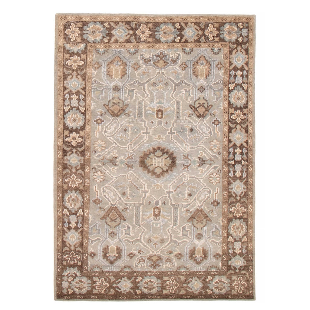 ECARPETGALLERY Hand-knotted Jules Serapi Light Grey Silk, Wool Rug - 5'2 x 7'6