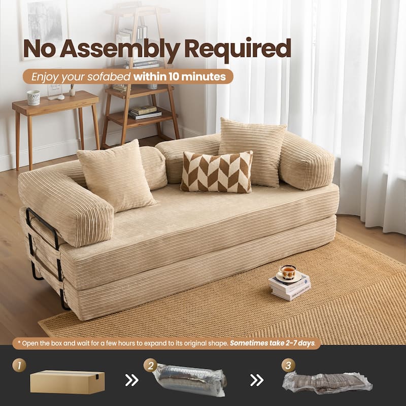 OVIOS Supreme Soft Fluffy Loveseat Sleeper Sofa
