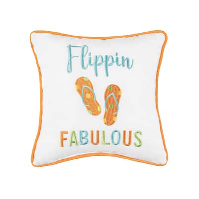 Flippin Fabulous Embroidered Mini Petite Throw Pillow Coastal Nautical Beach Themed