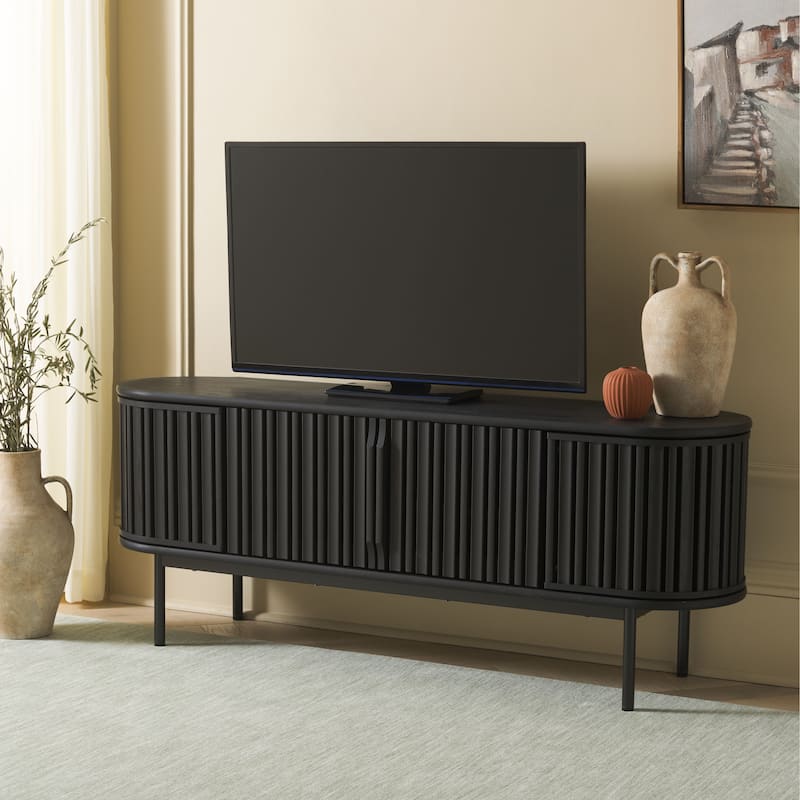 SAFAVIEH Enid 4-Door Media Stand Fits up to 65" Flatscreen TV - 60Wx15Dx23H