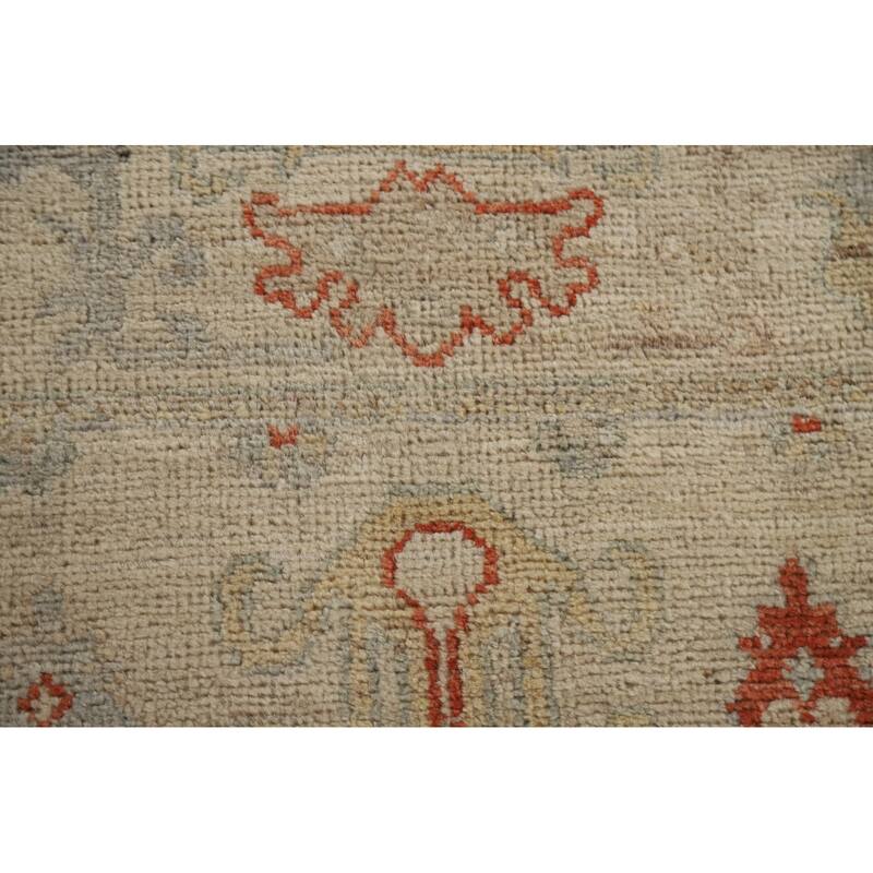 Hand Knotted Oriental 100% Wool Carpet Transitional All-Over Beige & Ivories Oushak Runner Rug - 17' 7'' X 2' 5''