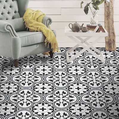 Casa Handmade Cement Tile, 8x8, Black-Grey