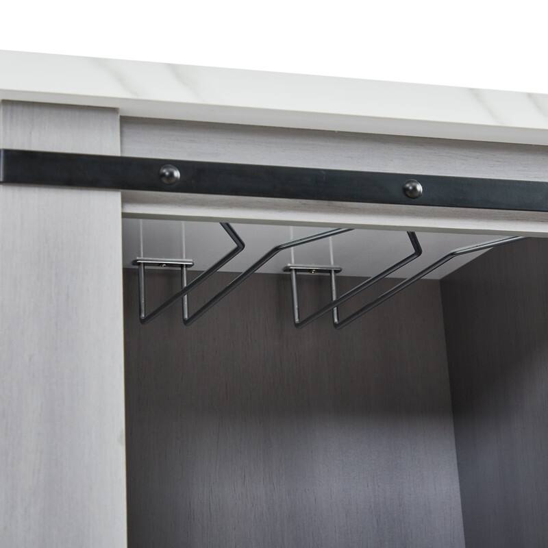 37 in. Barn Door Buffet Bar Cabinet with Wine Rack