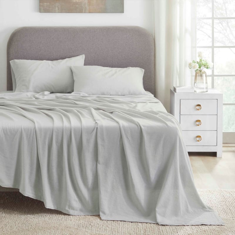 Blue Nile Mills Garment Washed Cotton Linen Blend Deep Pocket Sheet Set