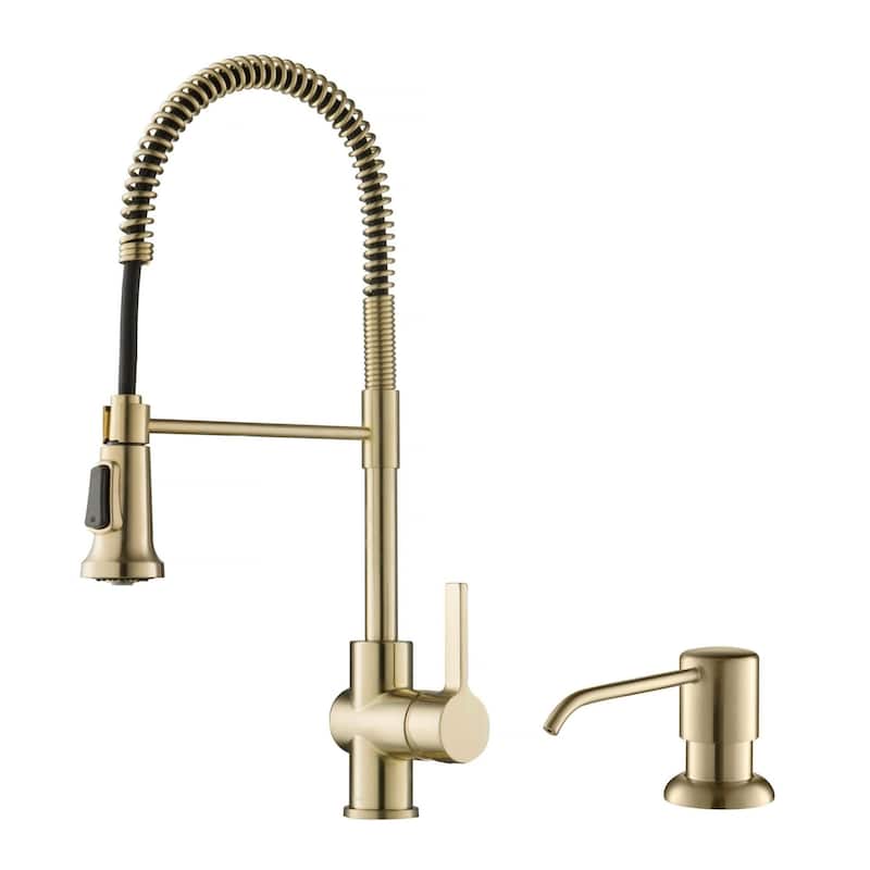 Kraus Britt 1.8 GPM Single Hole Faucet - Includes Soap Dispenser, and - Spot Free Antique Champagne Bronze