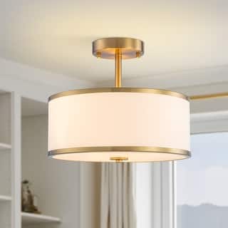 Starsky Modern 3-light Fabric Drum Semi Flush Mount