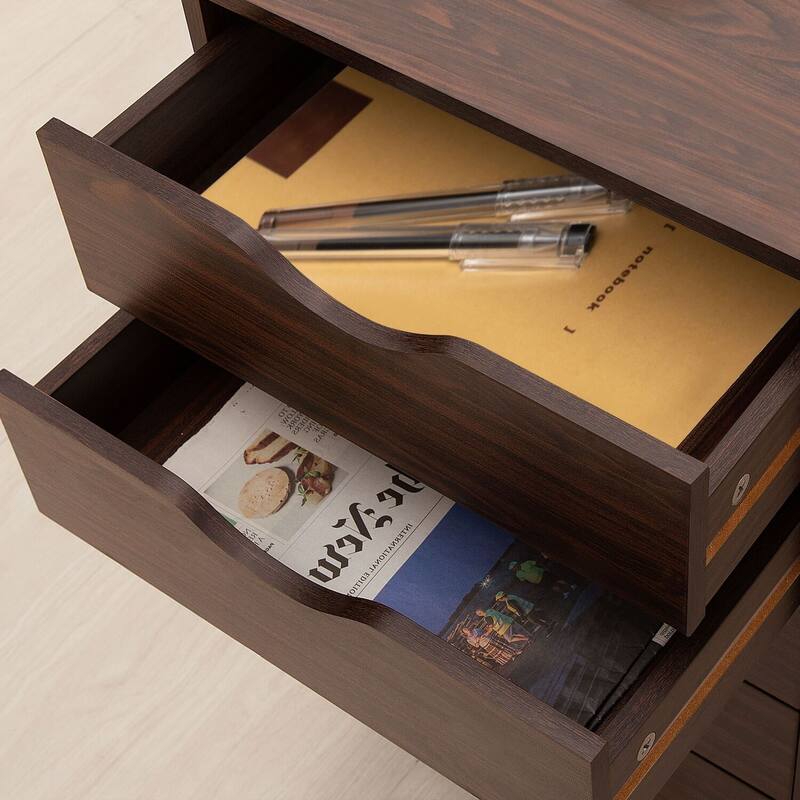 5 Drawers Chest, Wood Storage Dresser with Wheels, Craft Storage Organizer and Storage Drawer Office Drawer Unit