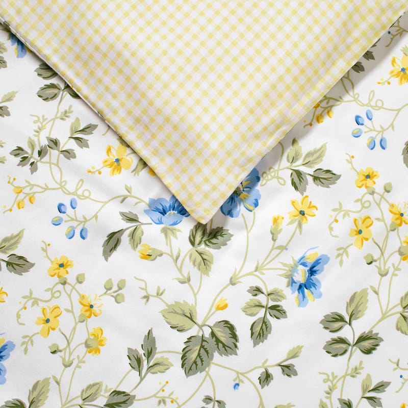 Laura Ashley Meadow Floral Cotton Blue Duvet Cover Set