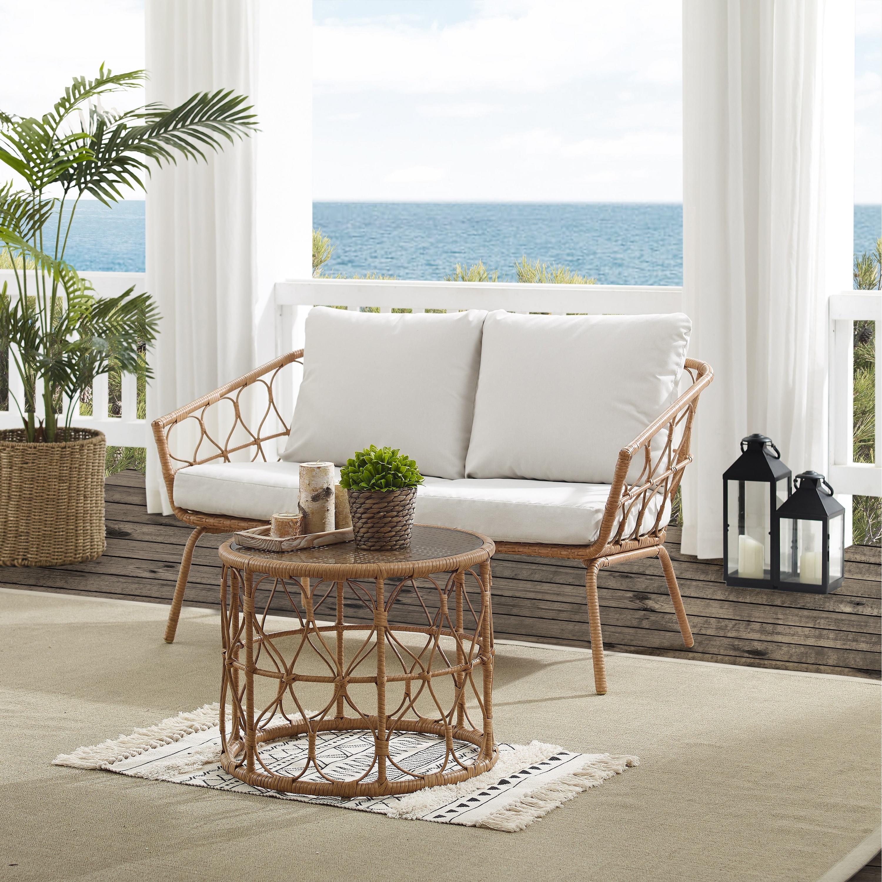 Halsted 5pc wicker discount patio seating set