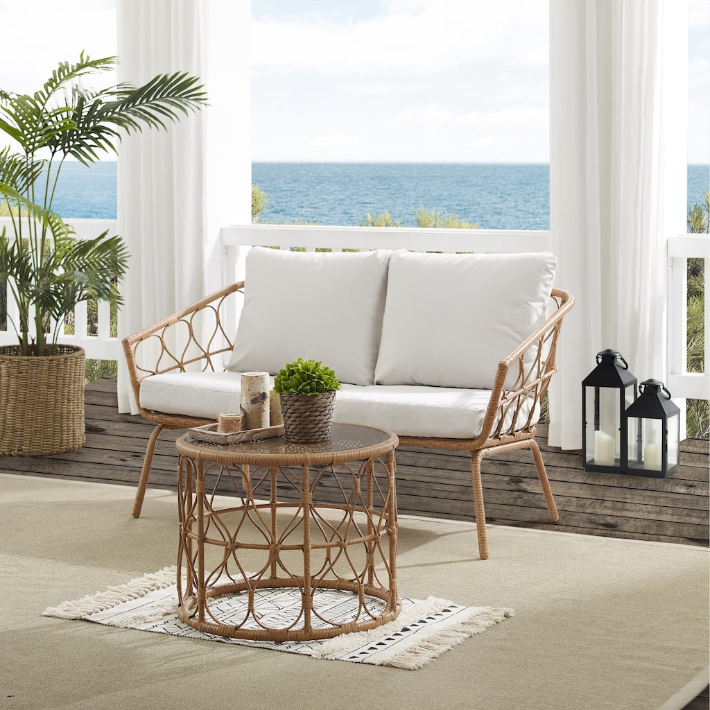 Juniper 2Pc Outdoor Wicker Conversation Set - 67"x54.5"x36"